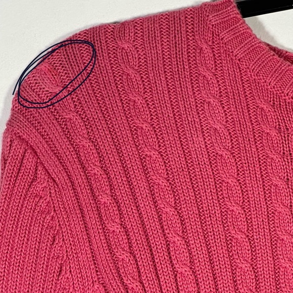 Marsh Landing by Amanda Smith Pink rose coral Cable Knit Crew Neck Sweater L‎ - Picture 7 of 14